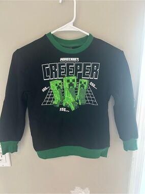 Minecraft Creeper Black & Green Crewneck Sweater ( Youth Small )